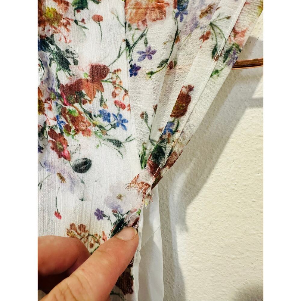 MARISSA WEBB Women's White Floral Ruffles Hourglass V-Neck Midi Dress Size 0 - Picture 7 of 15